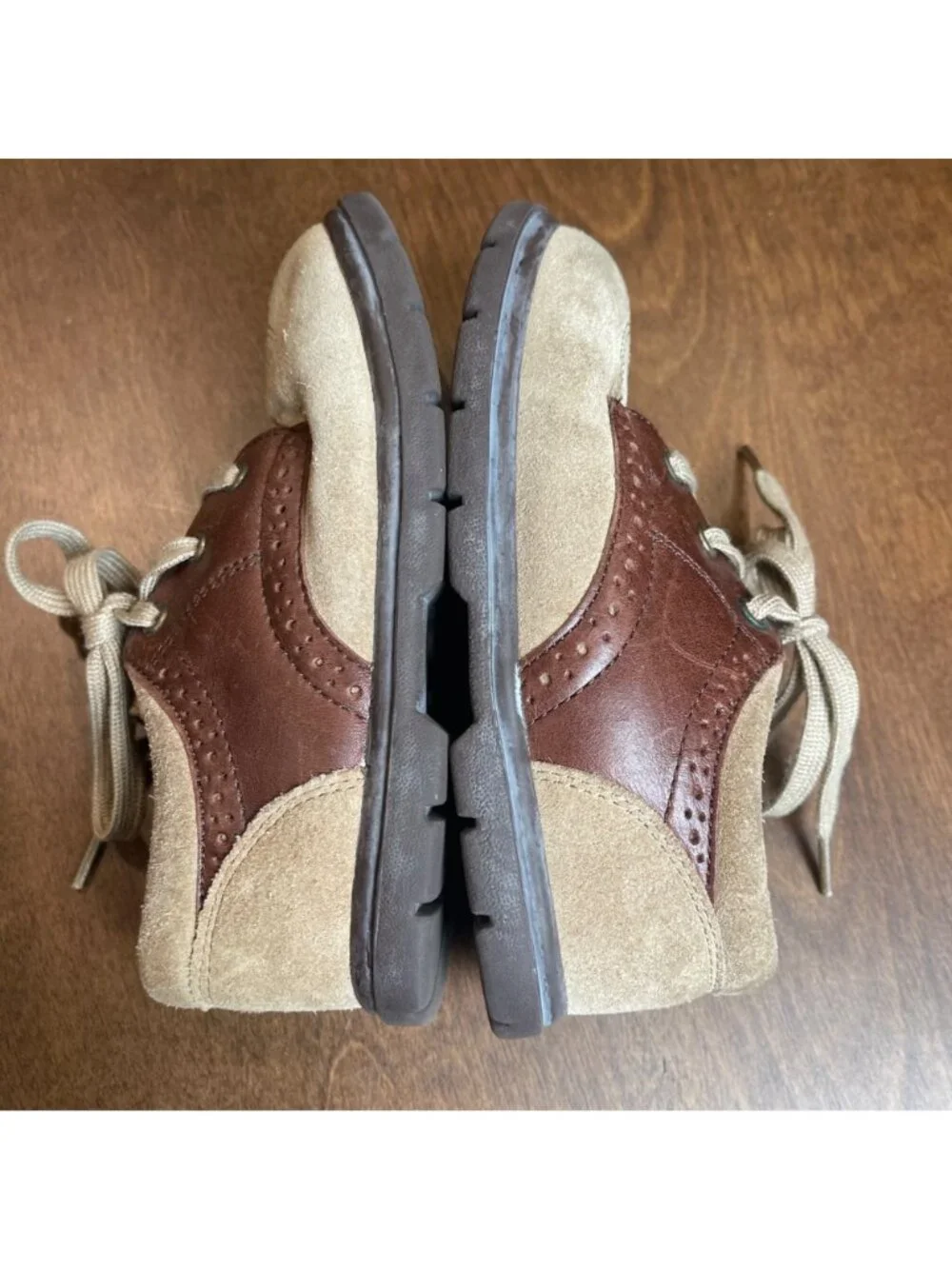 Stride‎ Rite Leather Oxford Shoes Boys Size 10M Tan Brogue Detailing Lace Up